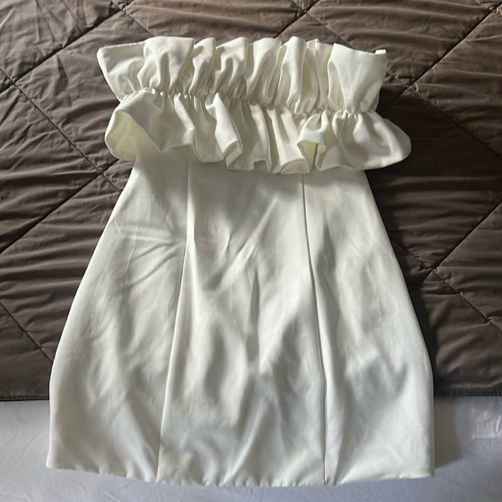 DO+BE White Ruffle Mini Dress